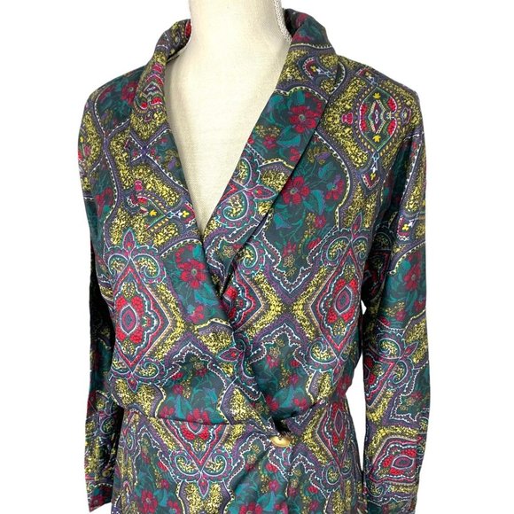 NWT I Madeline Clover Green Long Sleeve Wrap Button Sheath Dress Medium - Picture 2 of 15